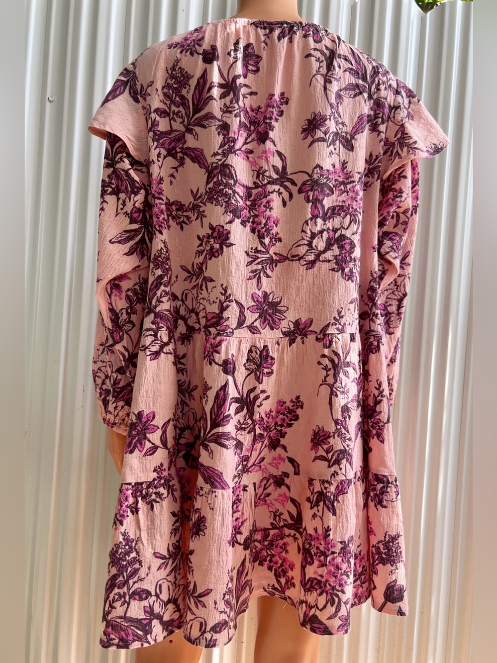 Free People Pink Floral Deep-V Ruffle Mini Dress - Picture 3 of 8
